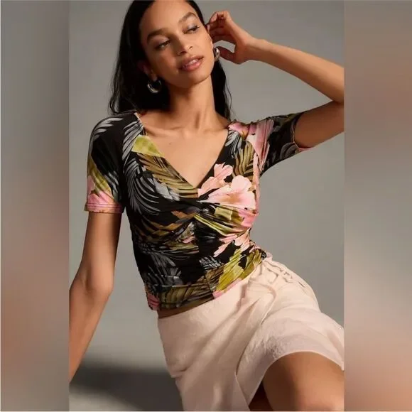 Favorite Daughter NWT The Bad Decisions Ruched Top in Hawaiian Clay Size Small - Picture 4 of 10